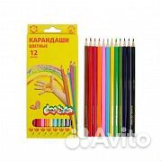 Карандаши цветные каляка маляка, 12 цветов, дерево