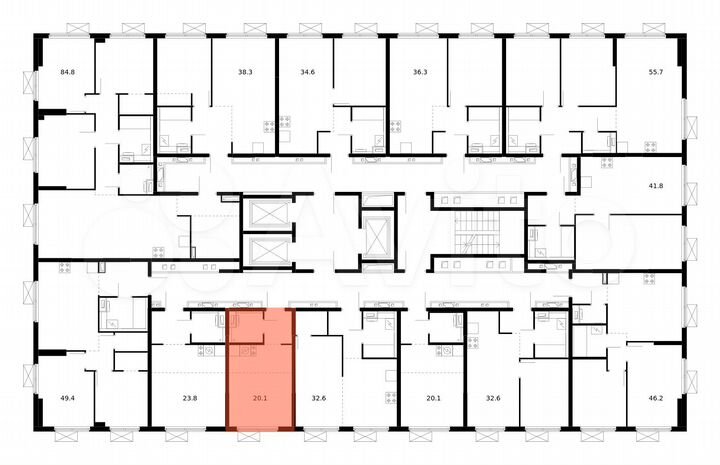 Квартира-студия, 20,1 м², 12/24 эт.