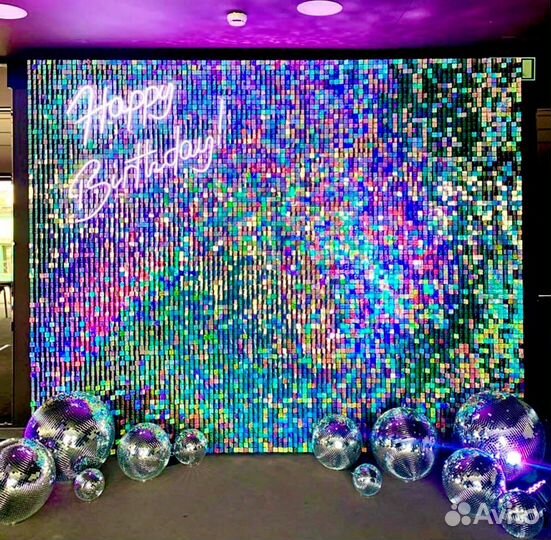 Фотозона из пайеток блестящая продажа