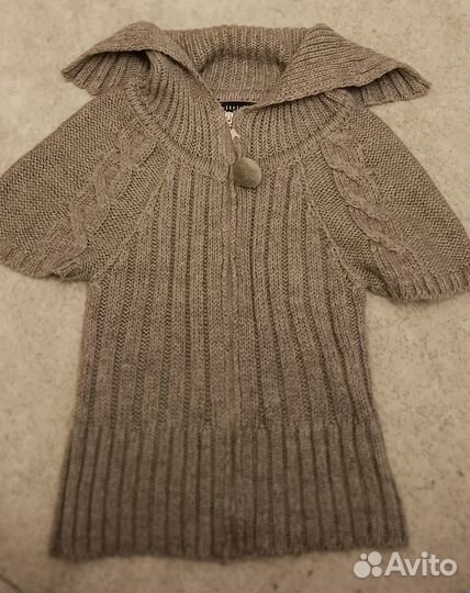 Свитер шерстяной с коротким рукавом на молнии