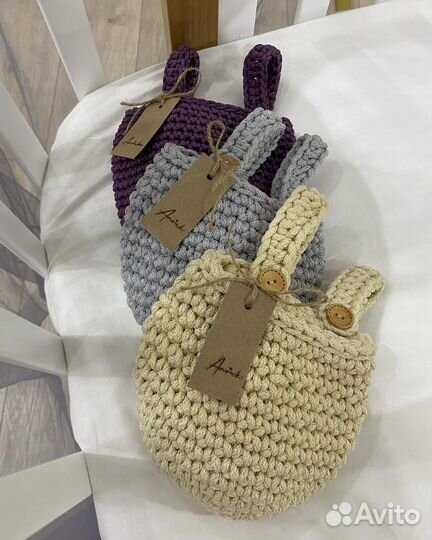 Подвесная вязаная корзина детская