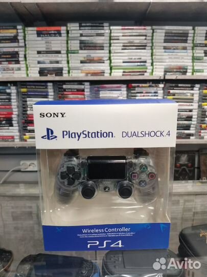 Прозрачный Dualshock4 New + Наушники