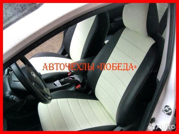 Чехлы Kia Cerato 3 из экокожи чёрно-белые Классика