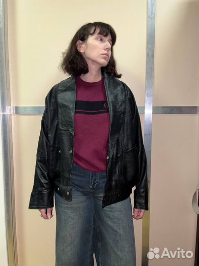 Кожаный бомбер