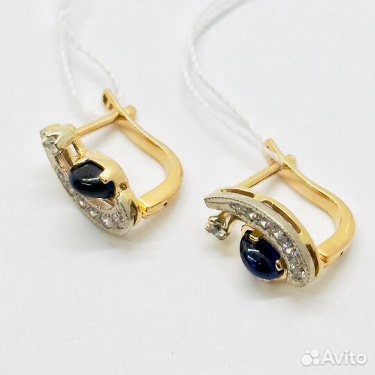 Золотые серьги с фианитом