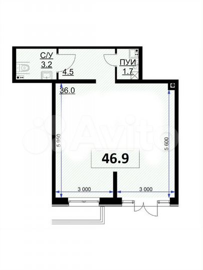 Свободного назначения, 47 м²