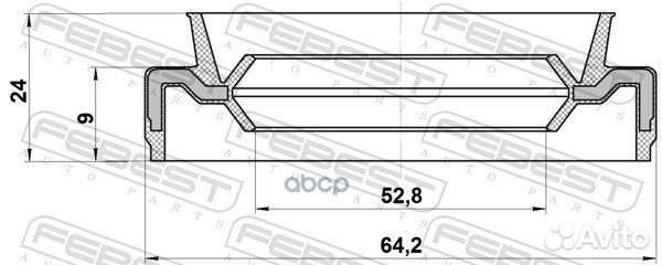 Сальник ступичный задний 52.8X64.2X9X24 toyota