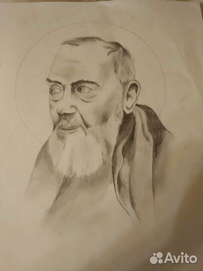 Рисунок карандашом Падре Пио