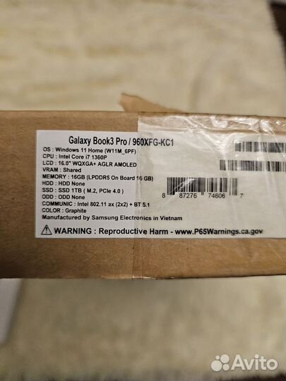 Ноутбук samsung Book 3 pro 16.0, 16gb, 1 Tb