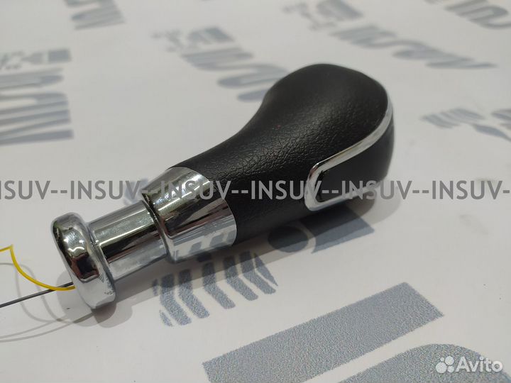 Ручка кпп кожа Led 2114 тип веста красн. свет+хром