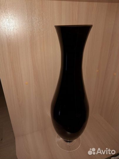 Ваза напольная черное стекло высокая