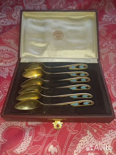 Серебряные кофейные ложки, набор 6 штук 875 проба