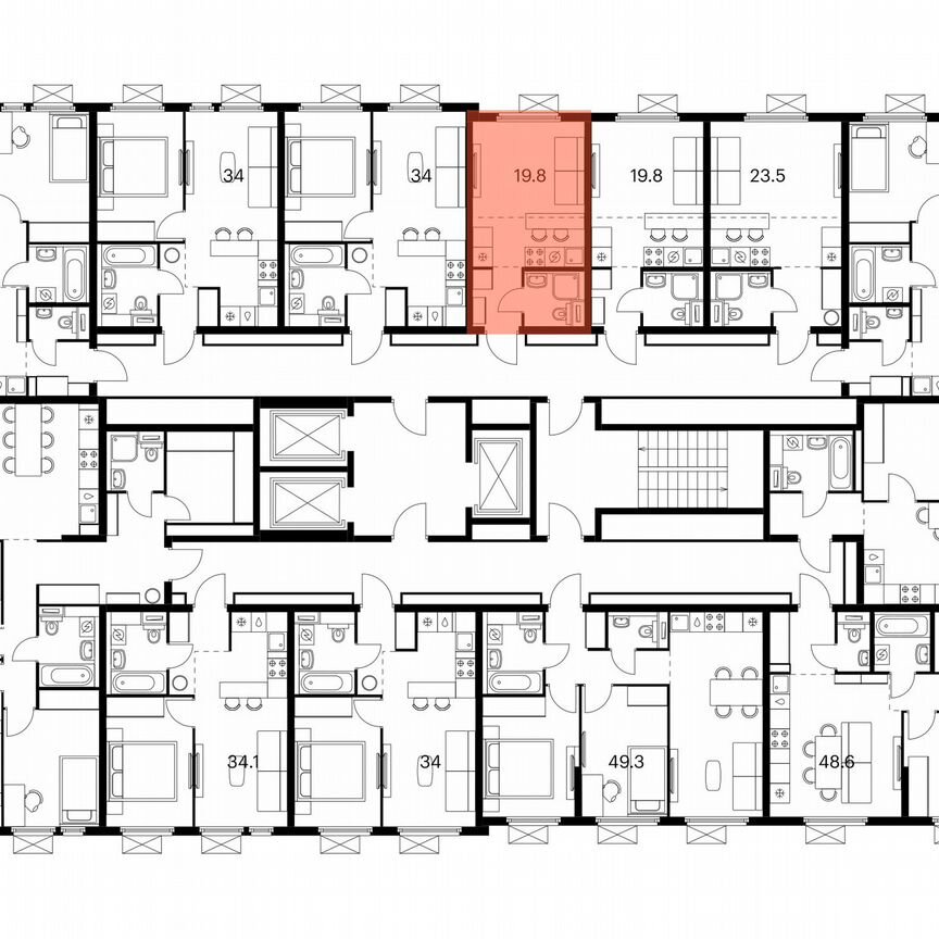 Квартира-студия, 19,8 м², 16/25 эт.