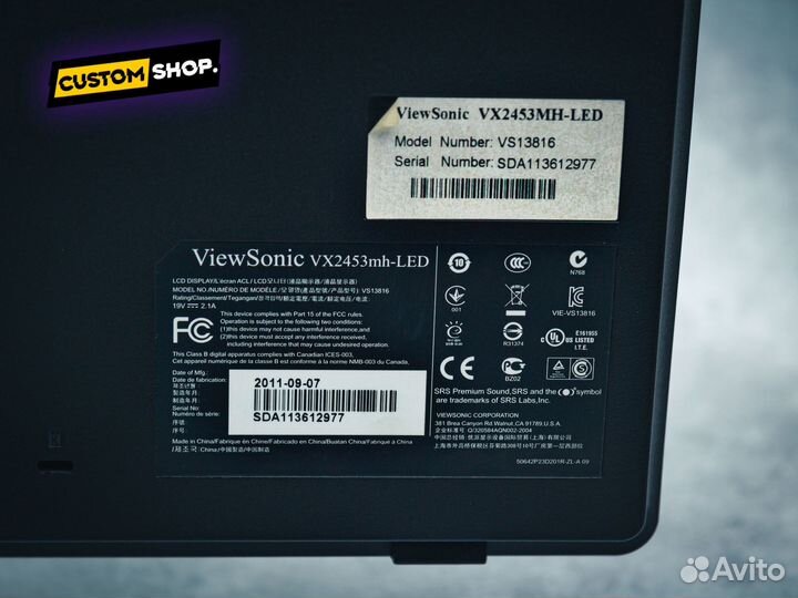 Монитор ViewSonic VX2453MH-LED 24