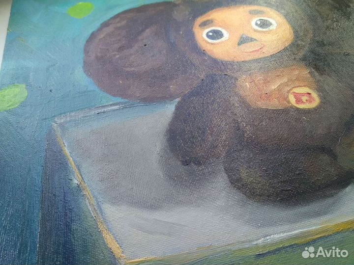 Картина маслом с Чебурашкой, изображение Чебурашки