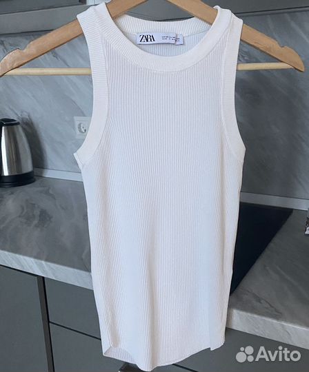 Майка zara белая tank top