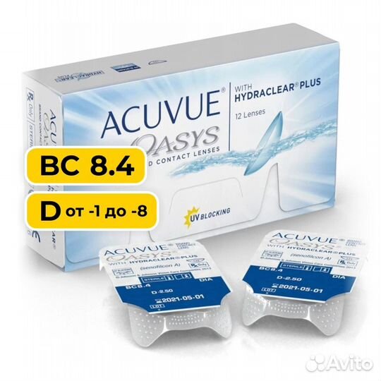 Линзы Acuvue Oasys (D от -1 до -8)