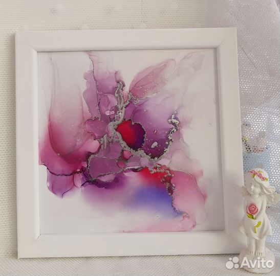 Абстрактная картина акриловыми чернилами 20 на 20