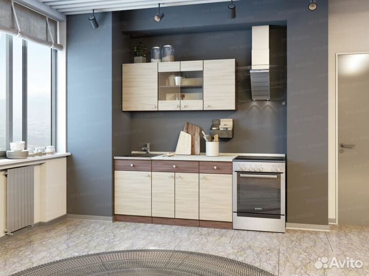 Кухня модульная Ясень Шимо (комплект 1,5м)