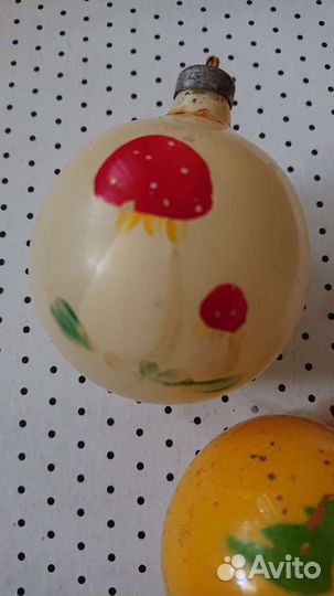 Шар грибы толстое стекло елочные игрушки СССР