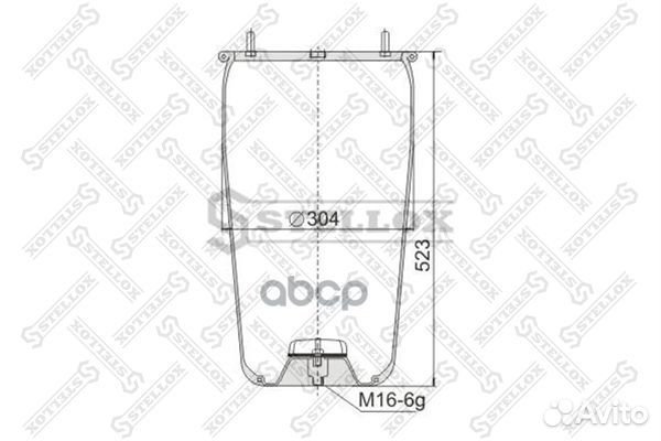 90-08810-SX пневмопод.без стак. h520 2шп.M12см