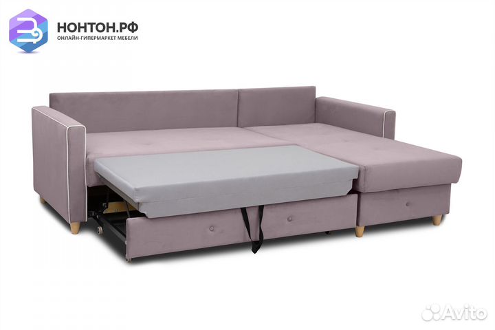 Диван угловой дельфин Айрин светло-розовый