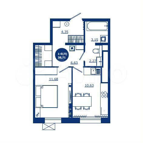1-к. квартира, 38,7 м², 12/17 эт.