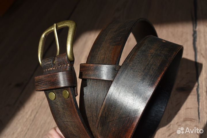 Кожаный мужской ремень из толстой кожи