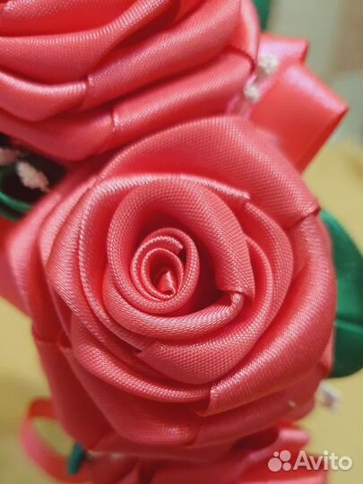 Новогодний ободок с розами ручной работы