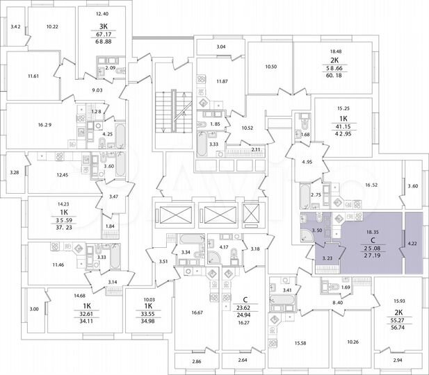 Квартира-студия, 27,2 м², 12/22 эт.