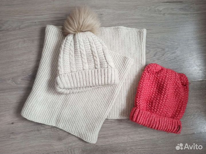 Комплект шапка зимняя женская вязаная +снуд