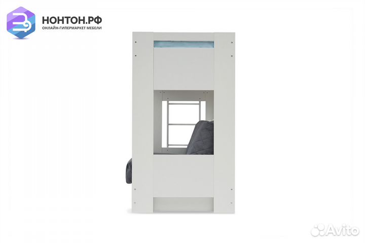 Двухъярусная кровать с диван-кроватью темно-серый