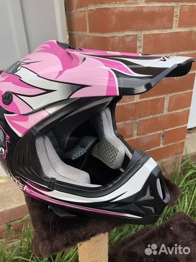 Кроссовый шлем детский для девочки розовый wildcat