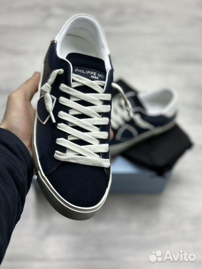 Кеды Philippe Model синие мужские кожаные