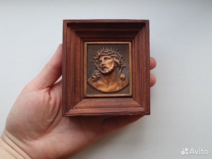 Икона Иисус Христос Франция рельеф медь