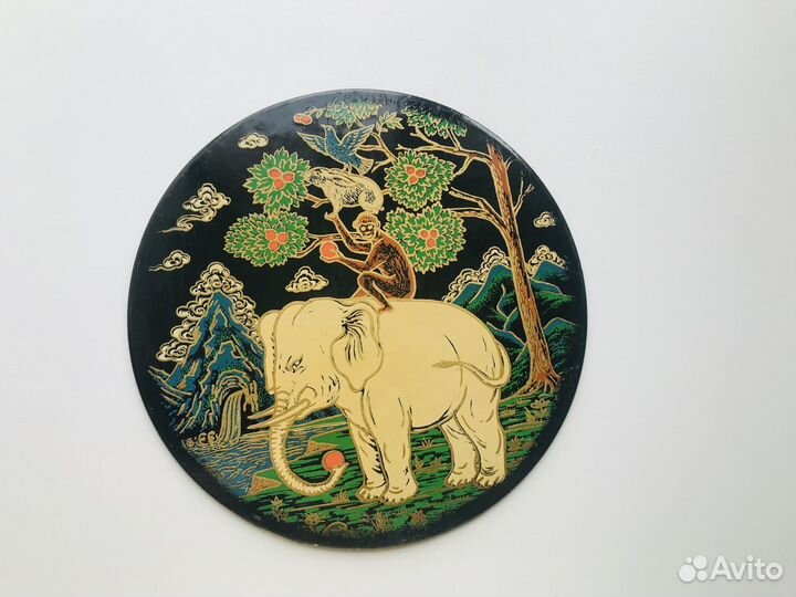 Панно дерево круглое СССР животные