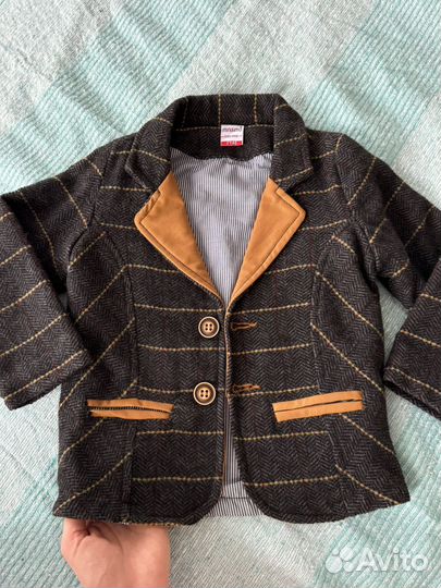 Стильный пиджак 86-92(+брюки,лонгслив,шарф,ремень)