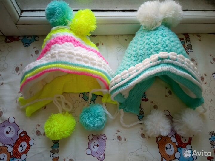 Детские шапки новые из 90х годов, 0-3 м