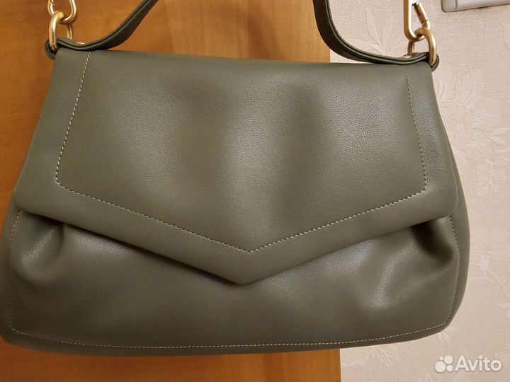Сумка кожа Эконика зелёная серая