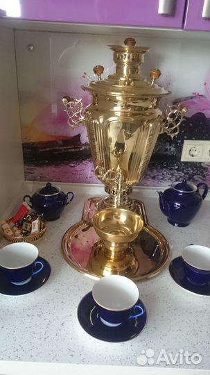 Антикварный комбинированный самовар