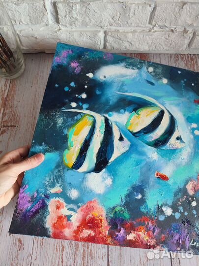 Картина маслом с рыбками