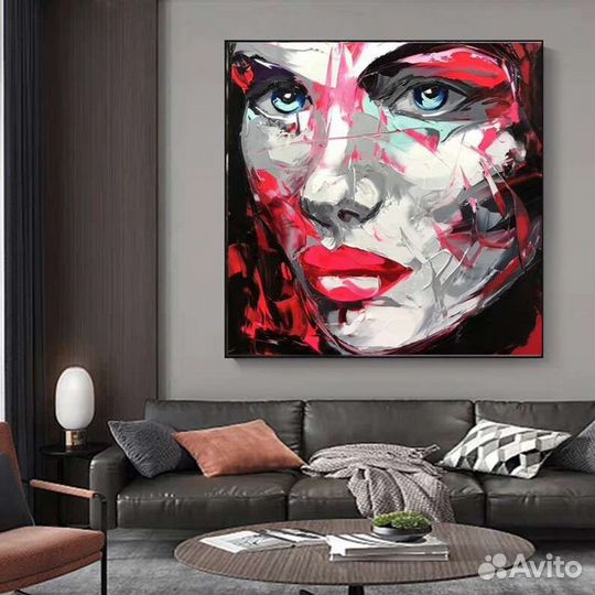 Яркая картина маслом абстрактный портрет девушки