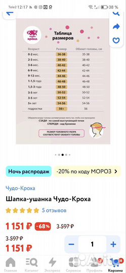 Шапка детская зимняя 48