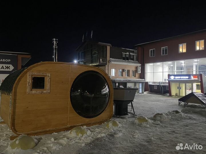 Баня бочка с панорамным окном под ключ