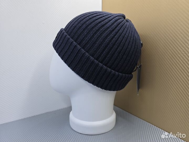 Шапка вязаная Paul&Shark синяя с якорем