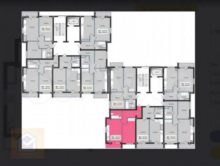 1-к. квартира, 48,4 м², 3/9 эт.