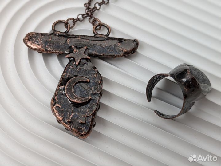 Кольцо и подвеска с натуральным камнем