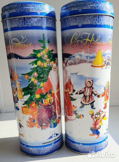 Жестяные банки большие, 29х10 см