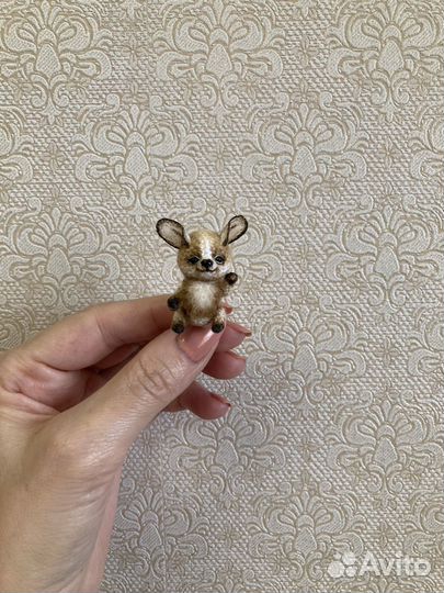 Миниатюрная игрушка собачка. Ручная работа
