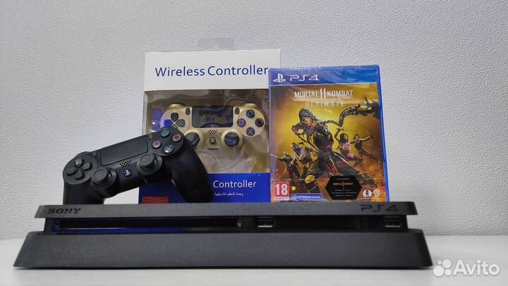 Sony PS4 Slim + 110 игр и 2 геймпада